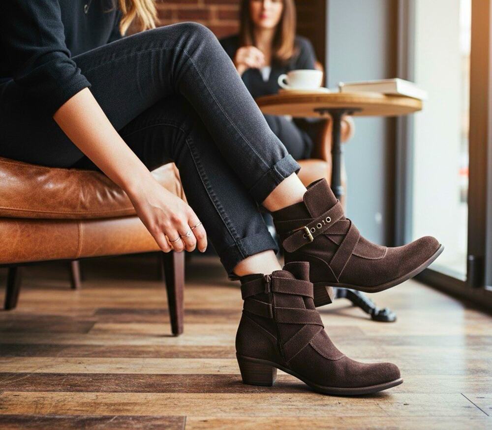 Cole Haan G Series Brown Suede Strappy Buckle Ankle Boots 10B